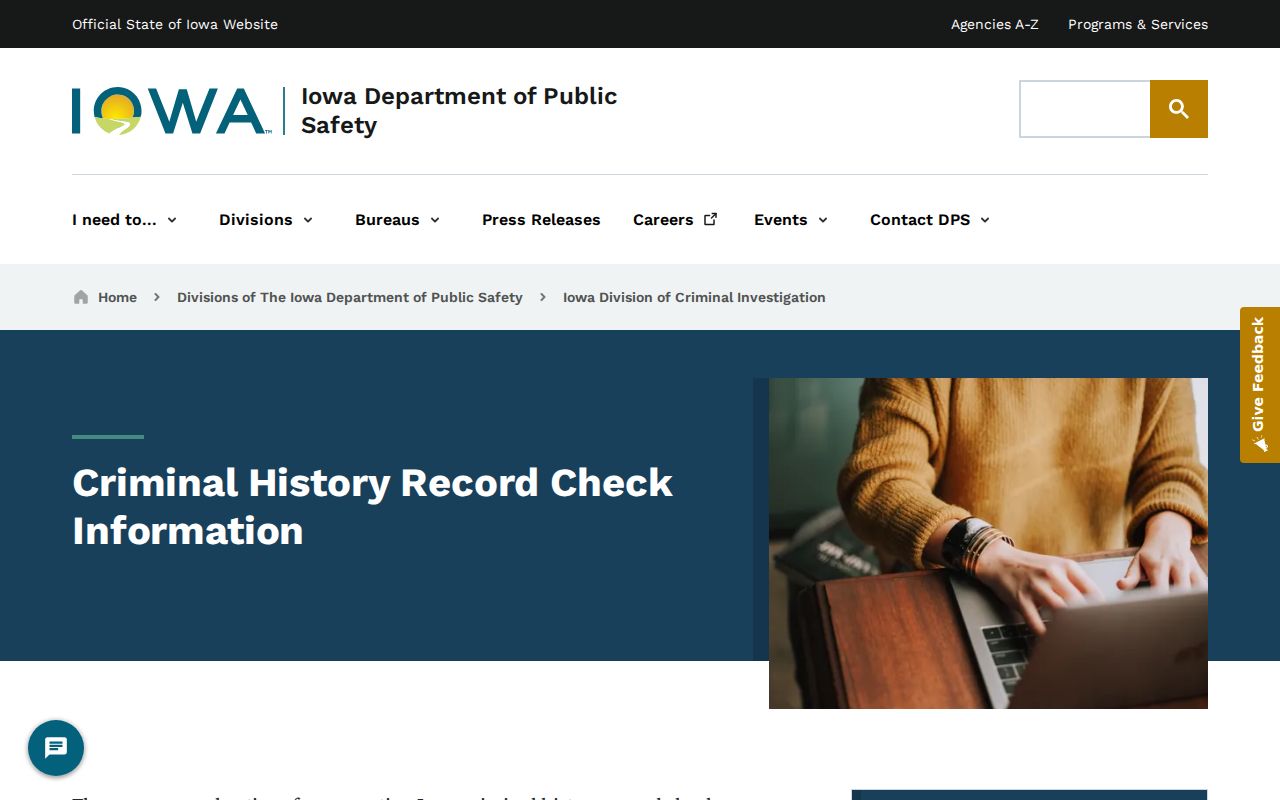 Linn County criminal history Iowa DCI record check instructions