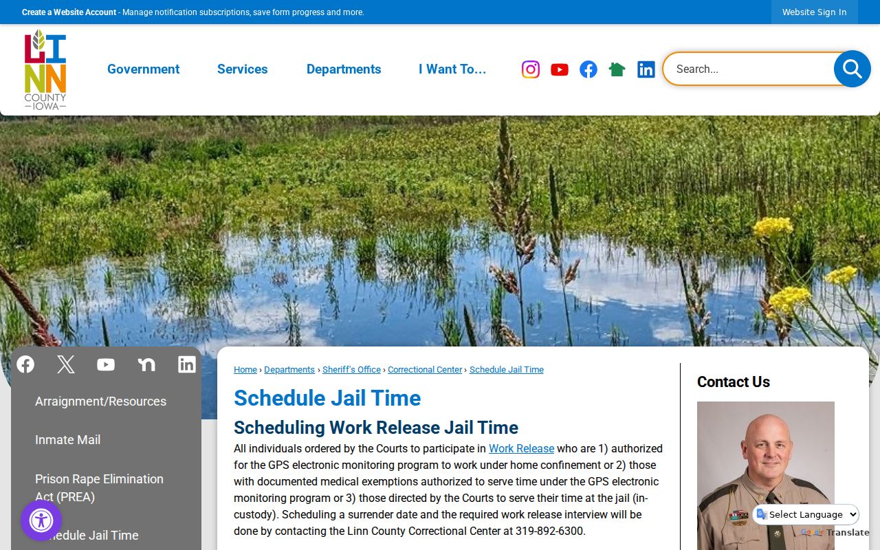 Linn County criminal history jail-time scheduling page
