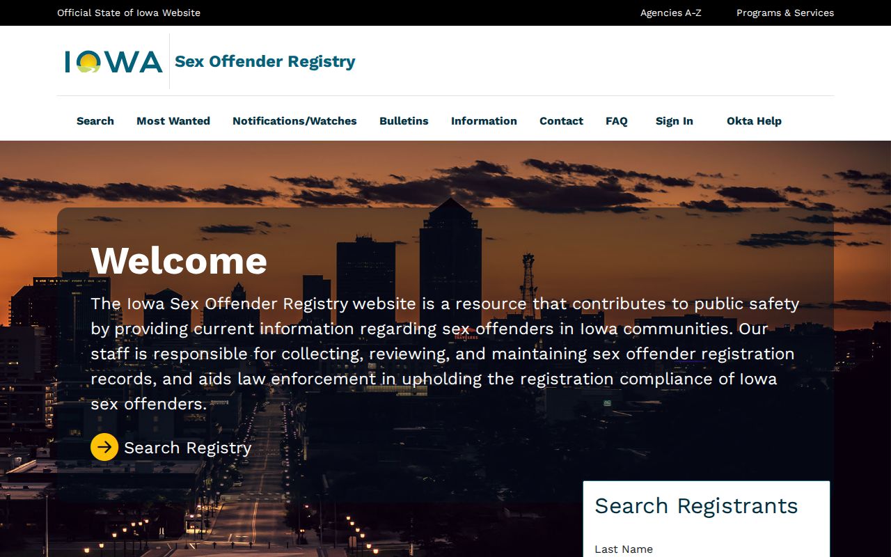 Official Iowa registry for a Linn County sex offender search