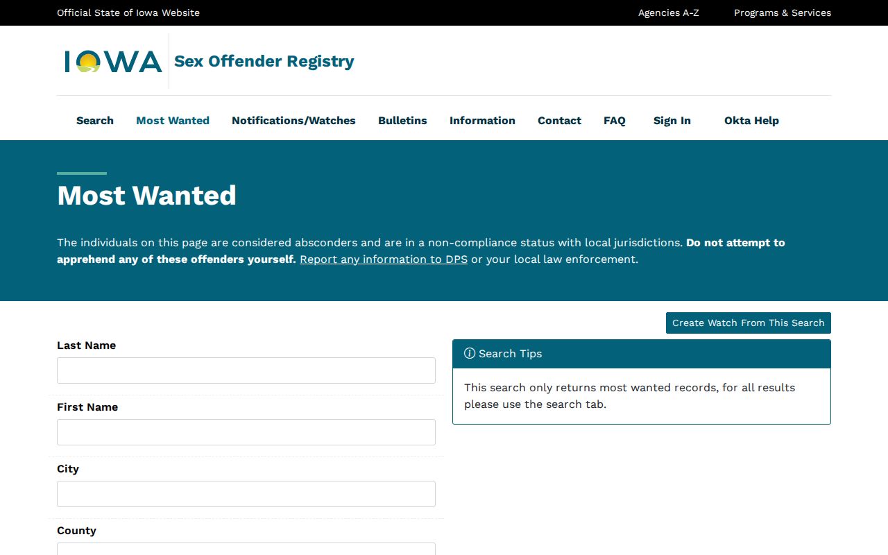 Iowa registry noncompliance search for Linn County sex offender safety awareness